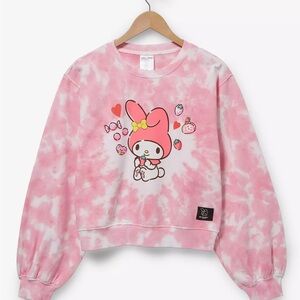 Sanrio My Melody Strawberry Heart Tie-Dye Cropped Women’s Crewneck